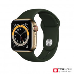 Apple Watch Series 6 (LTE) 44mm Viền Thép Dây Cao Su - Chính hãng QT